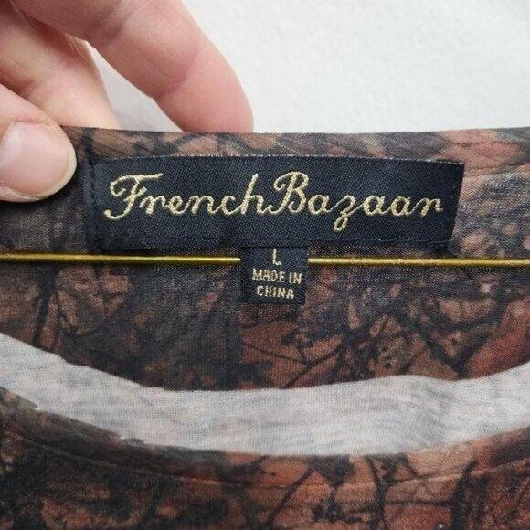 French Bazaar Womens Wearable Art Tunic Top Large Tree Print Embellished Casual - Picture 5 of 9